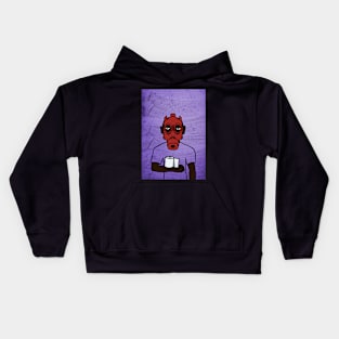 Pixelated Male Character with Green Eyes and Dark Skin Holding Toilet Paper on Waves Background Kids Hoodie